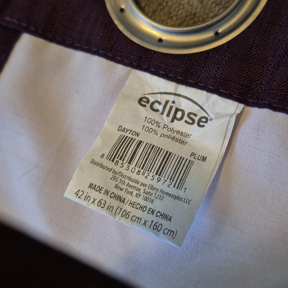 Eclipse Thermal Grommet Blackout Curtains 2 Panels 42x63 Plum (84x63)